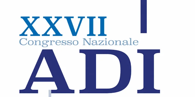 Testo che evidenzia il XXVII Congresso Nazionale ADI, con una palette blu e bianca
