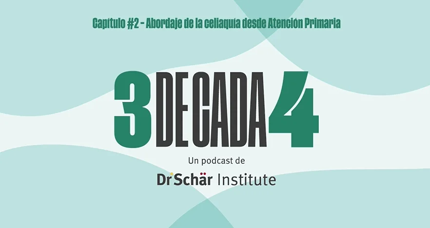 Una portada de podcast que muestra el título '3 DE CADA 4' con formas abstractas en verde y turquesa
