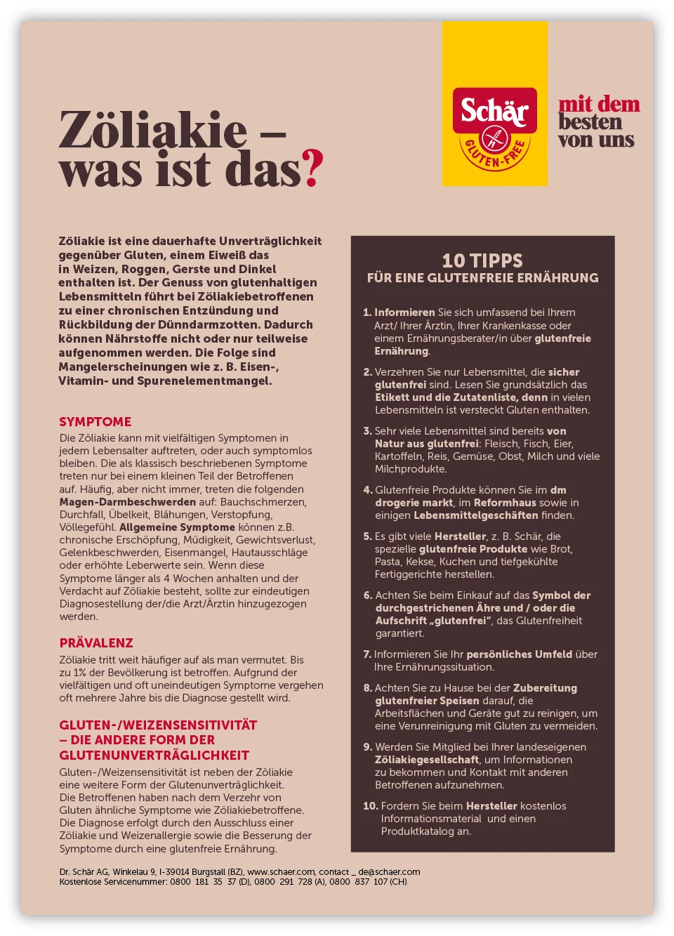 Informationsposter über Zöliakie mit Tipps für eine glutenfreie Ernährung