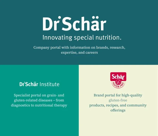 Company portal by Dr.Schär focused on special nutrition and gluten-related resources